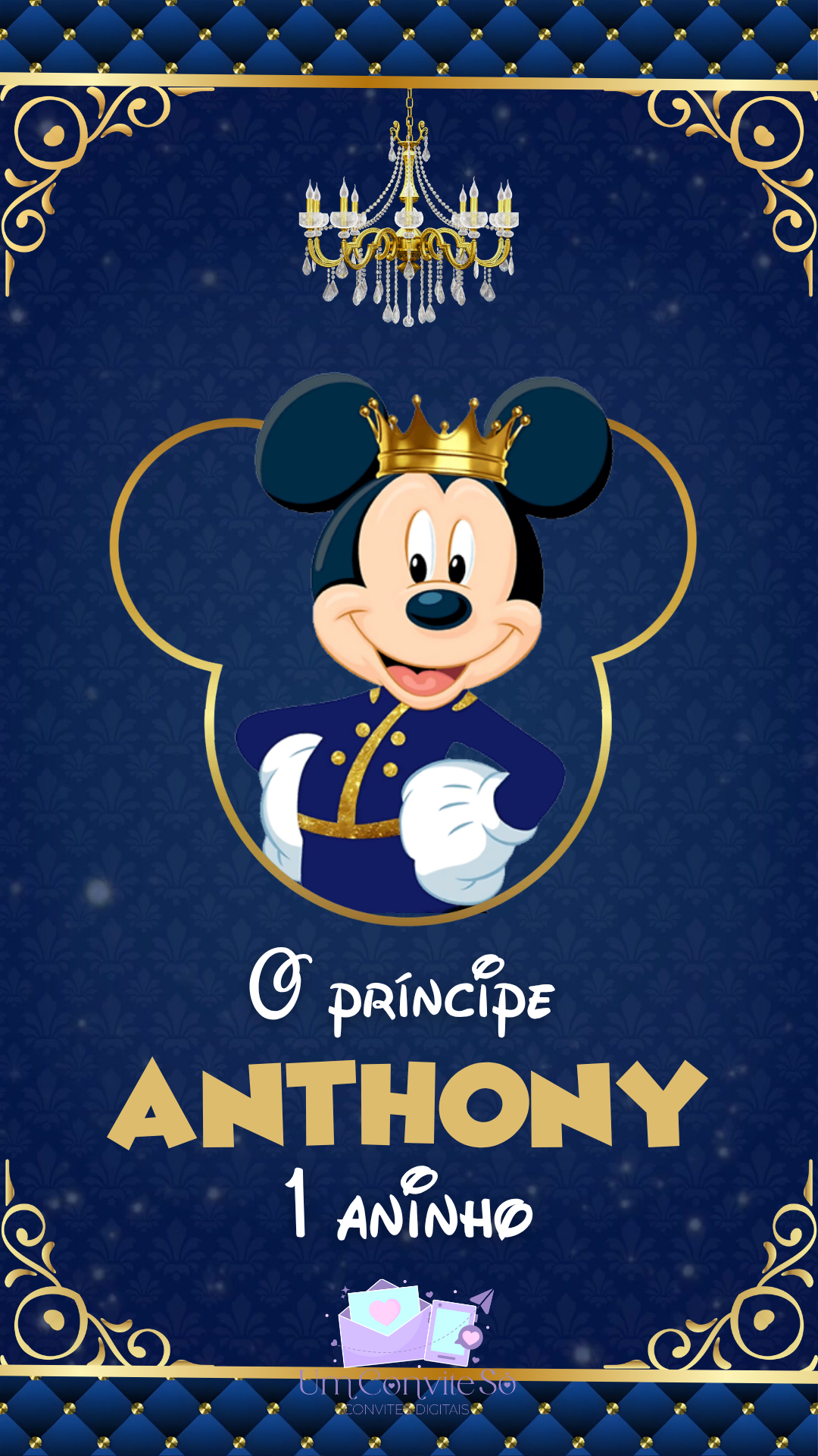 Capa do convite animado Mickey Realeza