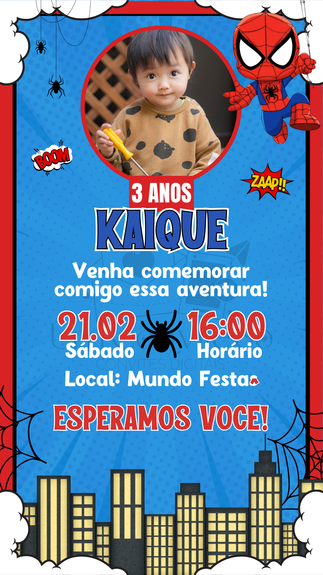 Convite tradicional Homem-Aranha Tradicional