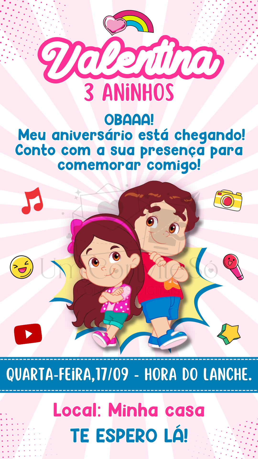 Convite tradicional Maria Clara e JP