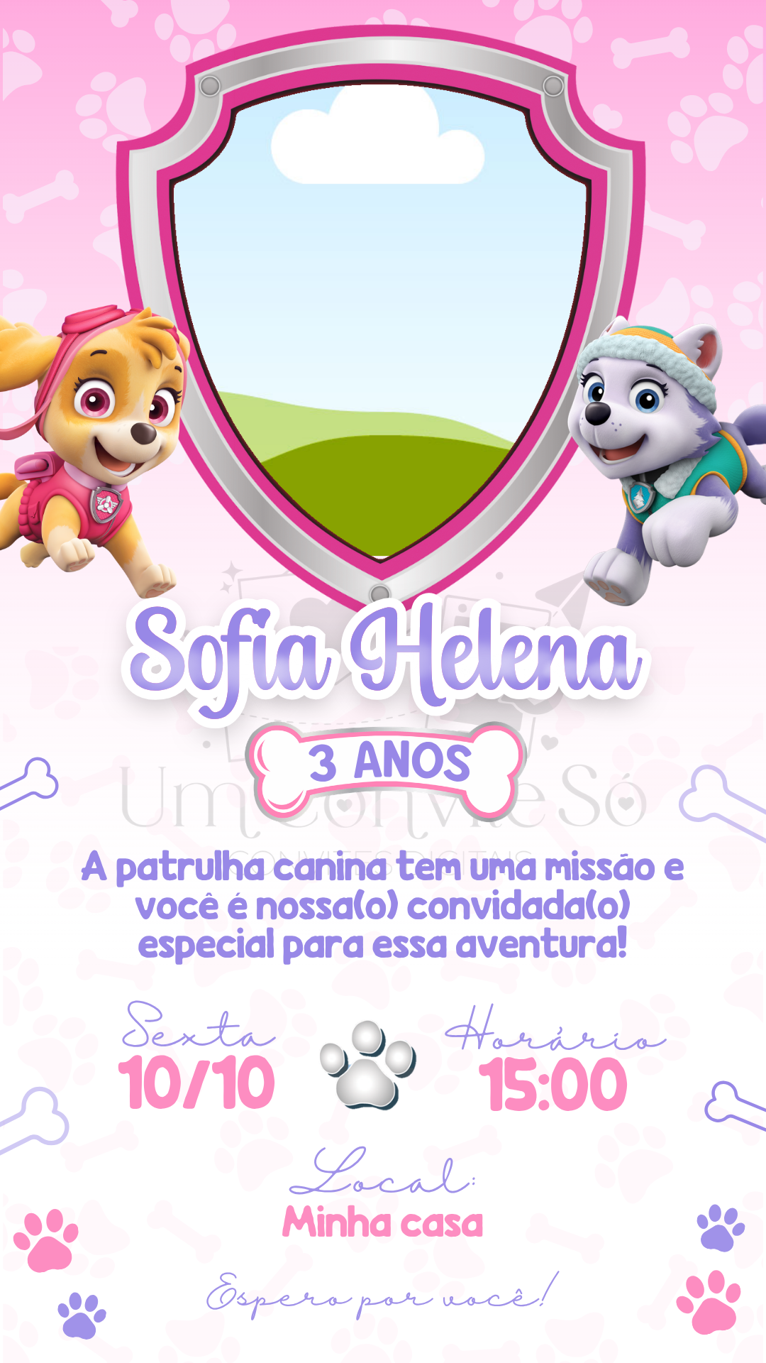 Convite tradicional Skye e Everest
